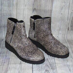 UGG Shala Genuine Calf Hair Exotic Black Dotted Booties Womens Size 7.5
